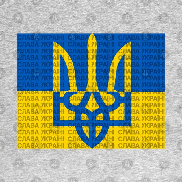 Ukraine Flag Trident-Slava Ukraini by Scar